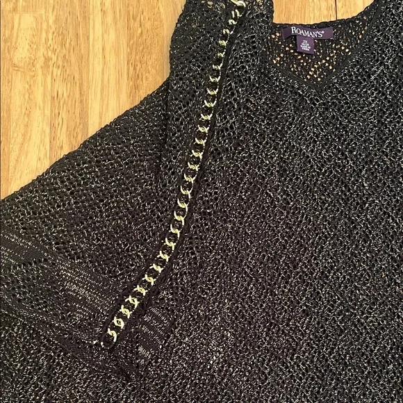 Roaman's Black Open-Knit Top - Picture 4 of 4